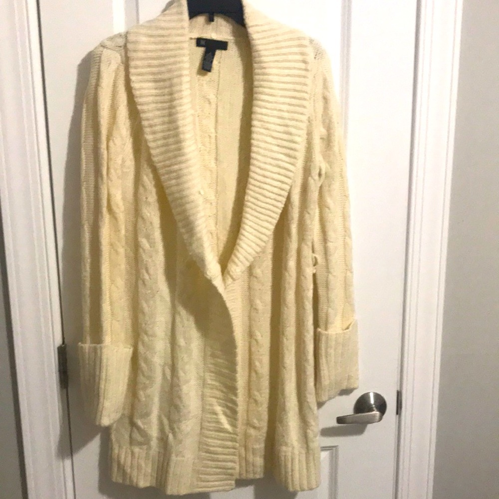 INC size L cardigan shawl collar Acrylic/Wool sweater cable knit NWOT